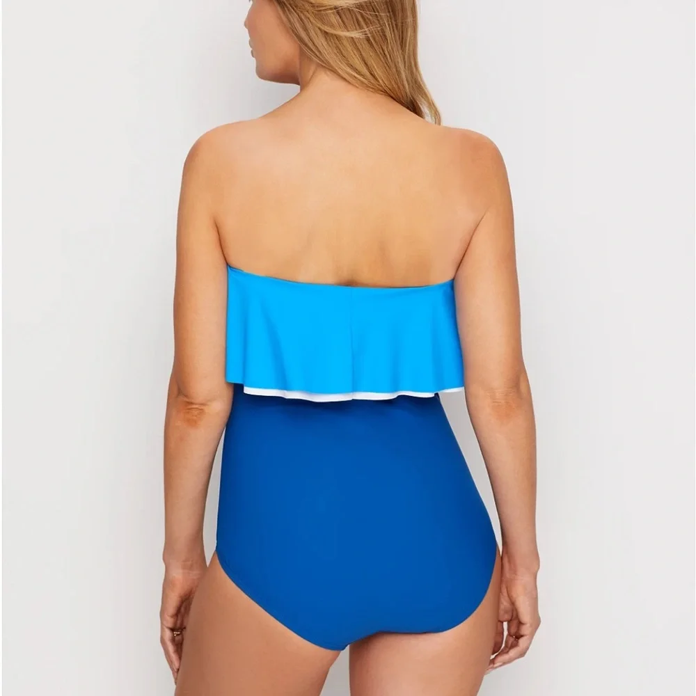 Coco Reef Cadet Paradiso Gate Ruffle Bandeau One Piece Swimsuit Size 12/36C - Picture 4 of 9